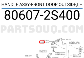 Nissan 806072S400 HANDLE ASSY-FRONT DOOR OUTSIDE,LH