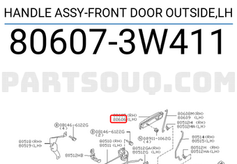 Nissan 806073W411 HANDLE ASSY-FRONT DOOR OUTSIDE,LH