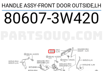 Nissan 806073W420 HANDLE ASSY-FRONT DOOR OUTSIDE,LH