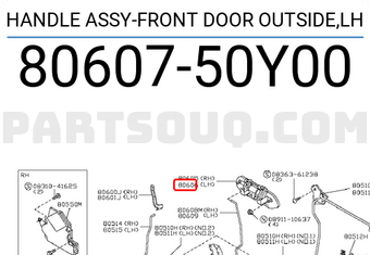 Nissan 8060750Y00 HANDLE ASSY-FRONT DOOR OUTSIDE,LH