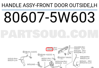 Nissan 806075W603 HANDLE ASSY-FRONT DOOR OUTSIDE,LH