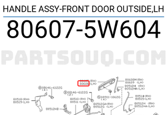 Nissan 806075W604 HANDLE ASSY-FRONT DOOR OUTSIDE,LH