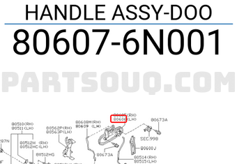 Nissan 806076N001 HANDLE ASSY-DOO