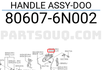 Nissan 806076N002 HANDLE ASSY-DOO