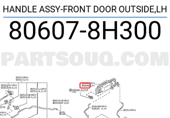 Nissan 806078H300 HANDLE ASSY-FRONT DOOR OUTSIDE,LH