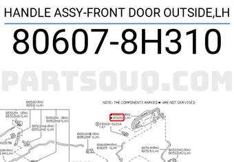 Nissan 806078H310 HANDLE ASSY-FRONT DOOR OUTSIDE,LH