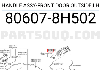 Nissan 806078H502 HANDLE ASSY-FRONT DOOR OUTSIDE,LH