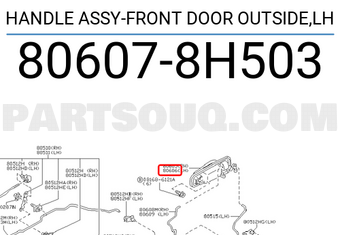 Nissan 806078H503 HANDLE ASSY-FRONT DOOR OUTSIDE,LH