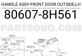Nissan 806078H561 HANDLE ASSY-FRONT DOOR OUTSIDE,LH