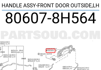 Nissan 806078H564 HANDLE ASSY-FRONT DOOR OUTSIDE,LH