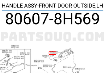 Nissan 806078H569 HANDLE ASSY-FRONT DOOR OUTSIDE,LH