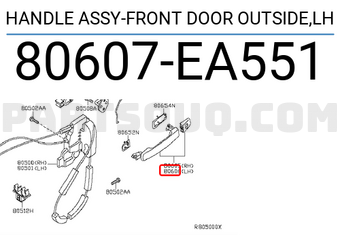 Nissan 80607EA551 HANDLE ASSY-FRONT DOOR OUTSIDE,LH