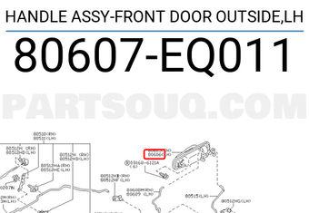 Nissan 80607EQ011 HANDLE ASSY-FRONT DOOR OUTSIDE,LH