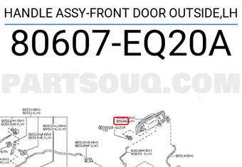 Nissan 80607EQ20A HANDLE ASSY-FRONT DOOR OUTSIDE,LH