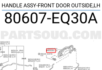 Nissan 80607EQ30A HANDLE ASSY-FRONT DOOR OUTSIDE,LH