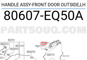 Nissan 80607EQ50A HANDLE ASSY-FRONT DOOR OUTSIDE,LH