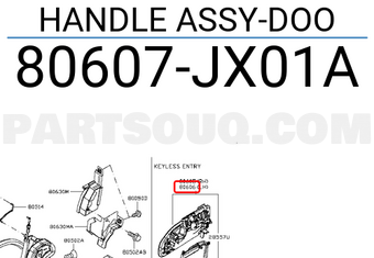 Nissan 80607JX01A HANDLE ASSY-DOO