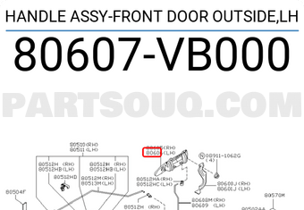 Nissan 80607VB000 HANDLE ASSY-FRONT DOOR OUTSIDE,LH