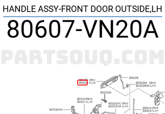 Nissan 80607VN20A HANDLE ASSY-FRONT DOOR OUTSIDE,LH