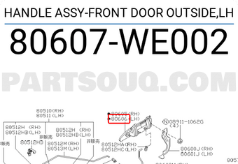 Nissan 80607WE002 HANDLE ASSY-FRONT DOOR OUTSIDE,LH