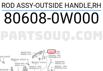 Nissan 806080W000 ROD ASSY-OUTSIDE HANDLE,RH