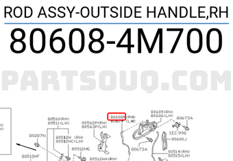 Nissan 806084M700 ROD ASSY-OUTSIDE HANDLE,RH