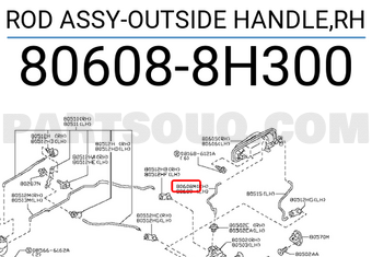 Nissan 806088H300 ROD ASSY-OUTSIDE HANDLE,RH
