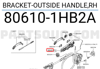 Nissan 806101HB2A BRACKET-OUTSIDE HANDLE,RH