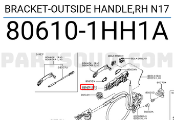 Nissan 806101HH1A BRACKET-OUTSIDE HANDLE,RH N17