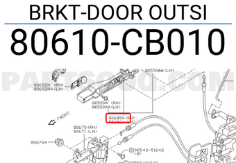 Nissan 80610CB010 BRKT-DOOR OUTSI