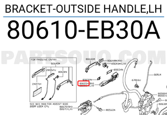 Nissan 80610EB30A BRACKET-OUTSIDE HANDLE,LH