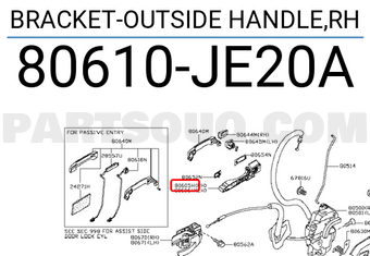 Nissan 80610JE20A BRACKET-OUTSIDE HANDLE,RH