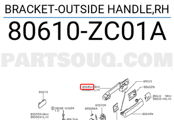 Nissan 80610ZC01A BRACKET-OUTSIDE HANDLE,RH