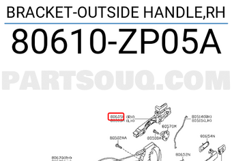 Nissan 80610ZP05A BRACKET-OUTSIDE HANDLE,RH