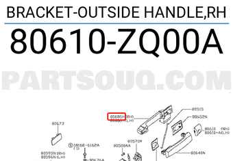 Nissan 80610ZQ00A BRACKET-OUTSIDE HANDLE,RH