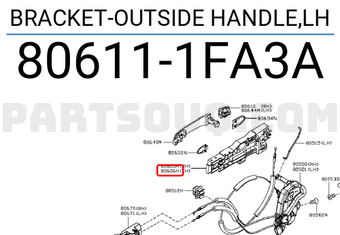 Nissan 806111FA3A BRACKET-OUTSIDE HANDLE,LH