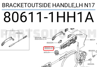 Nissan 806111HH1A BRACKETOUTSIDE HANDLE,LH N17