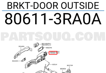 Nissan 806113RA0A BRKT-DOOR OUTSIDE
