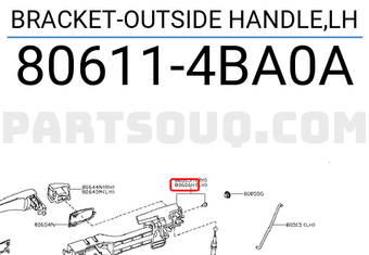 Nissan 806114BA0A BRACKET-OUTSIDE HANDLE,LH