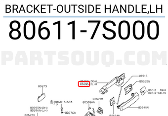 Nissan 806117S000 BRACKET-OUTSIDE HANDLE,LH