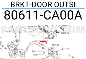 Nissan 80611CA00A BRKT-DOOR OUTSI
