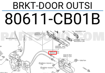 Nissan 80611CB01B BRKT-DOOR OUTSI