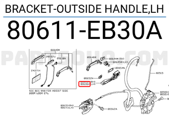 Nissan 80611EB30A BRACKET-OUTSIDE HANDLE,LH