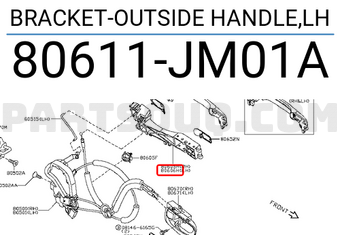 Nissan 80611JM01A BRACKET-OUTSIDE HANDLE,LH