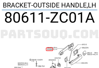 Nissan 80611ZC01A BRACKET-OUTSIDE HANDLE,LH