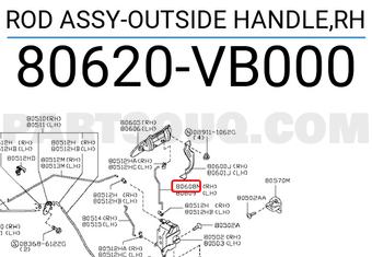 Nissan 80620VB000 ROD ASSY-OUTSIDE HANDLE,RH