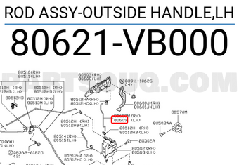 Nissan 80621VB000 ROD ASSY-OUTSIDE HANDLE,LH