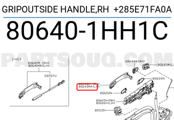 Nissan 806401HH1C GRIPOUTSIDE HANDLE,RH +285E71FA0A