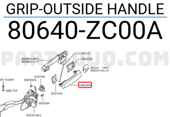 Nissan 80640ZC00A GRIP-OUTSIDE HANDLE