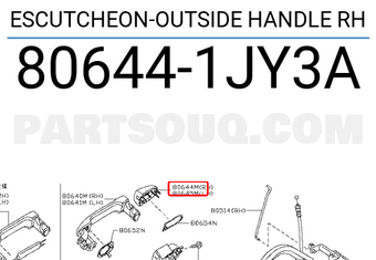 Nissan 806441JY3A ESCUTCHEON-OUTSIDE HANDLE RH
